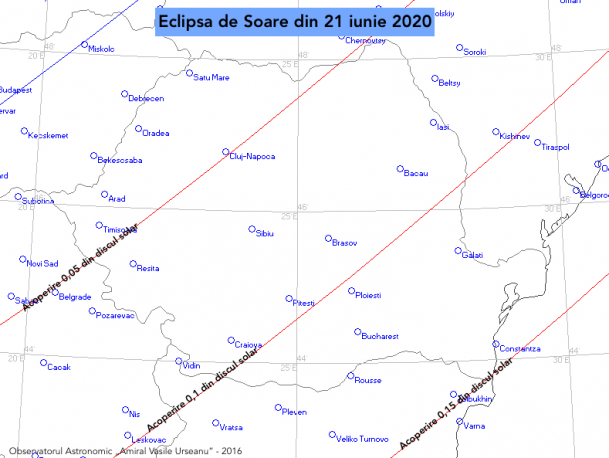 Eclipsa de soare, partial vizibilă din România, în 21 iunie 2020