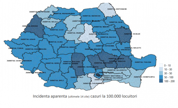 incidenta cazuri covid-19 la 100.000 locuitori