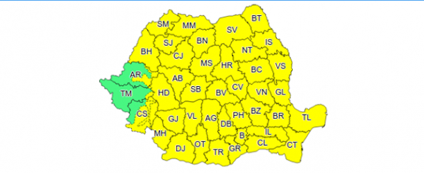 Cod galben de furtuni în aproape toată țara, marți, 13 octombrie