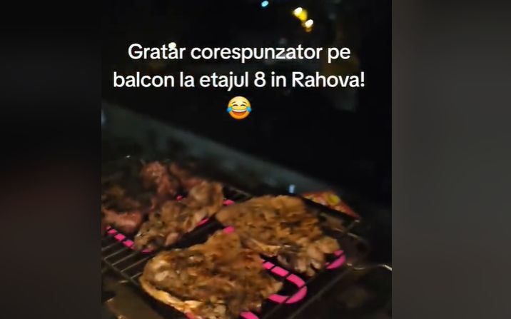 Imagini virale: Un bucureștean a făcut grătar pe fereastră, la etajul 8: „Ceafă de porc și mititei. Am avut poftă”